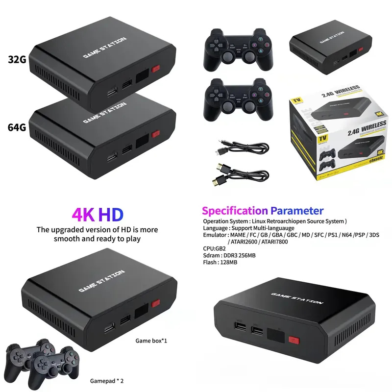 Gaming Accessories Console - M8plus HD Videogame Console Box 2.4G